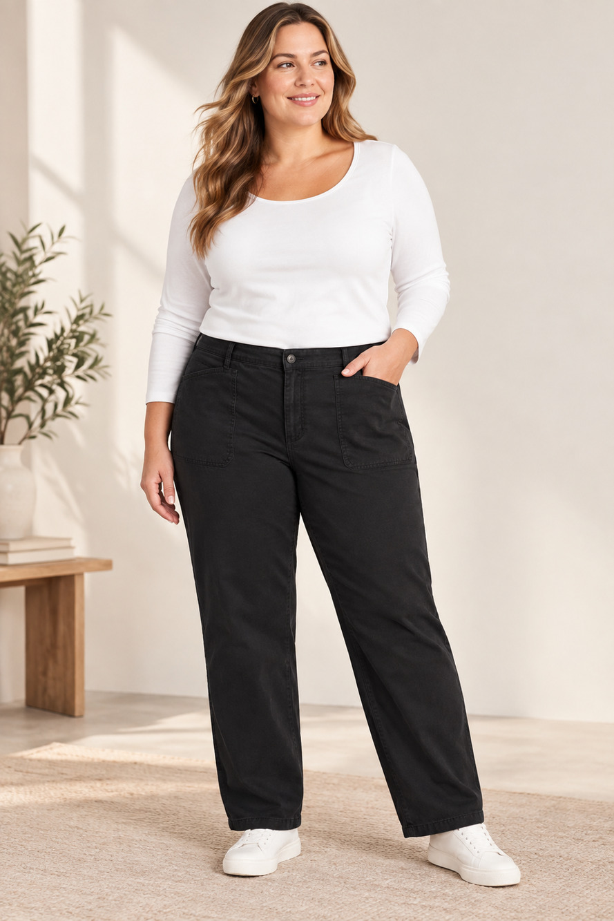 Gloria Vanderbilt Amanda Straight Leg Jeans Dark Wash Black 18W Average
